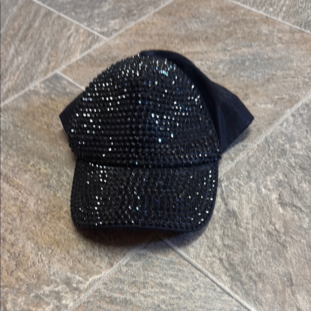 Black Rhinestone Cap